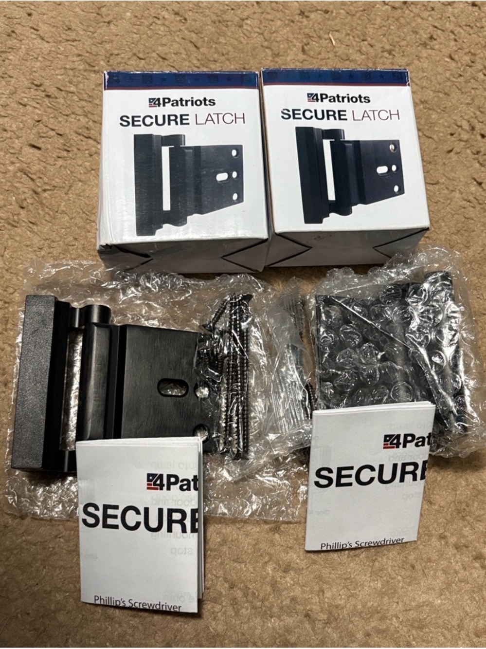 Secure Latch - Black Heavy-Duty Door Latch (Set of 2)